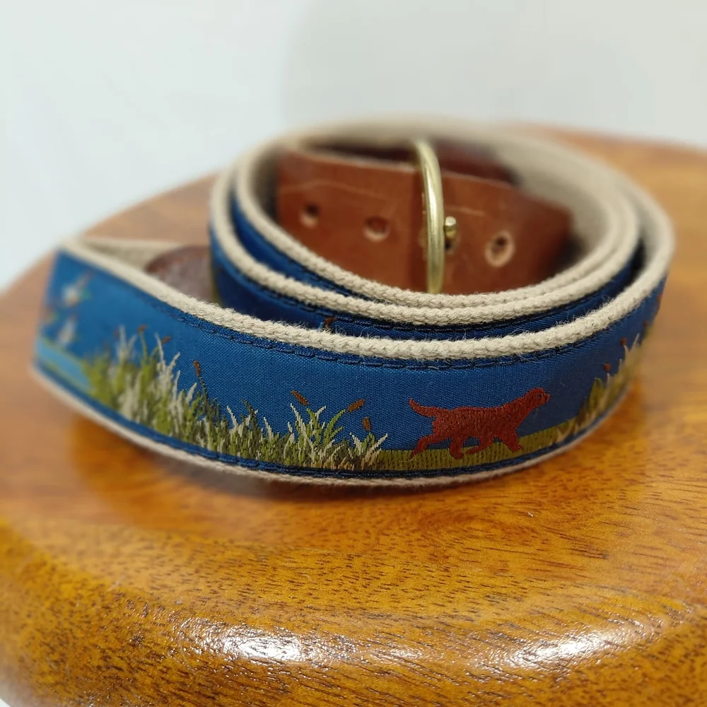 Leather Man Hunting Dog Leather Canvas Belt